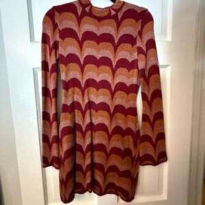 Cider Red and Gold Patterned Dress